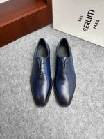 Berluti Black and blue calfskin Leather Shoes-Berluti Man Business Leather Shoes